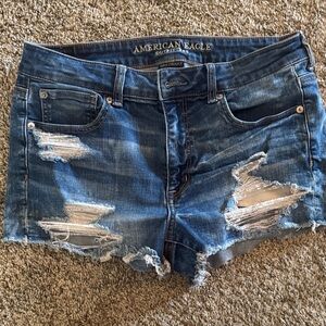American Eagle Outfitters Ripped Denim Cutoff Shorts - Blue